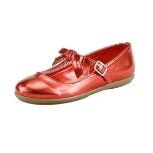 The Doll Maker Toddler Lovely Bow Metallic T Strap Ballet Flats - Red - Size 9